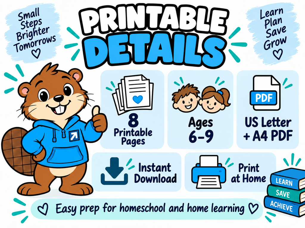 My First Savings Goal Kit | Printable Savings Worksheets for Kids Ages 6–9