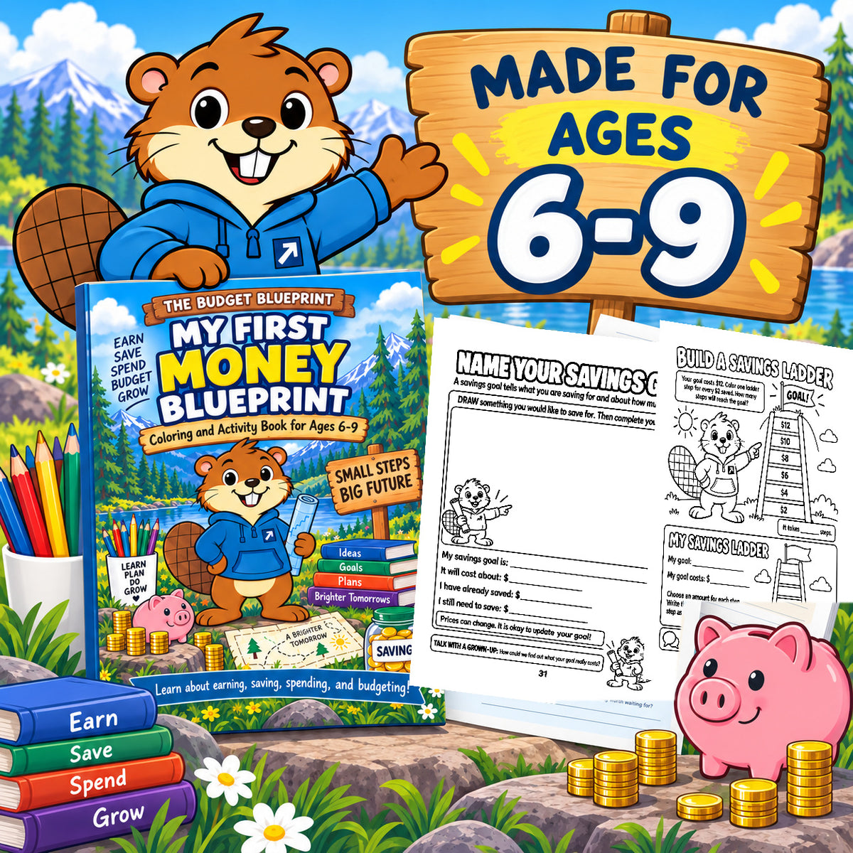 My First Money Blueprint financial literacy activity book made for ages 6 to 9
