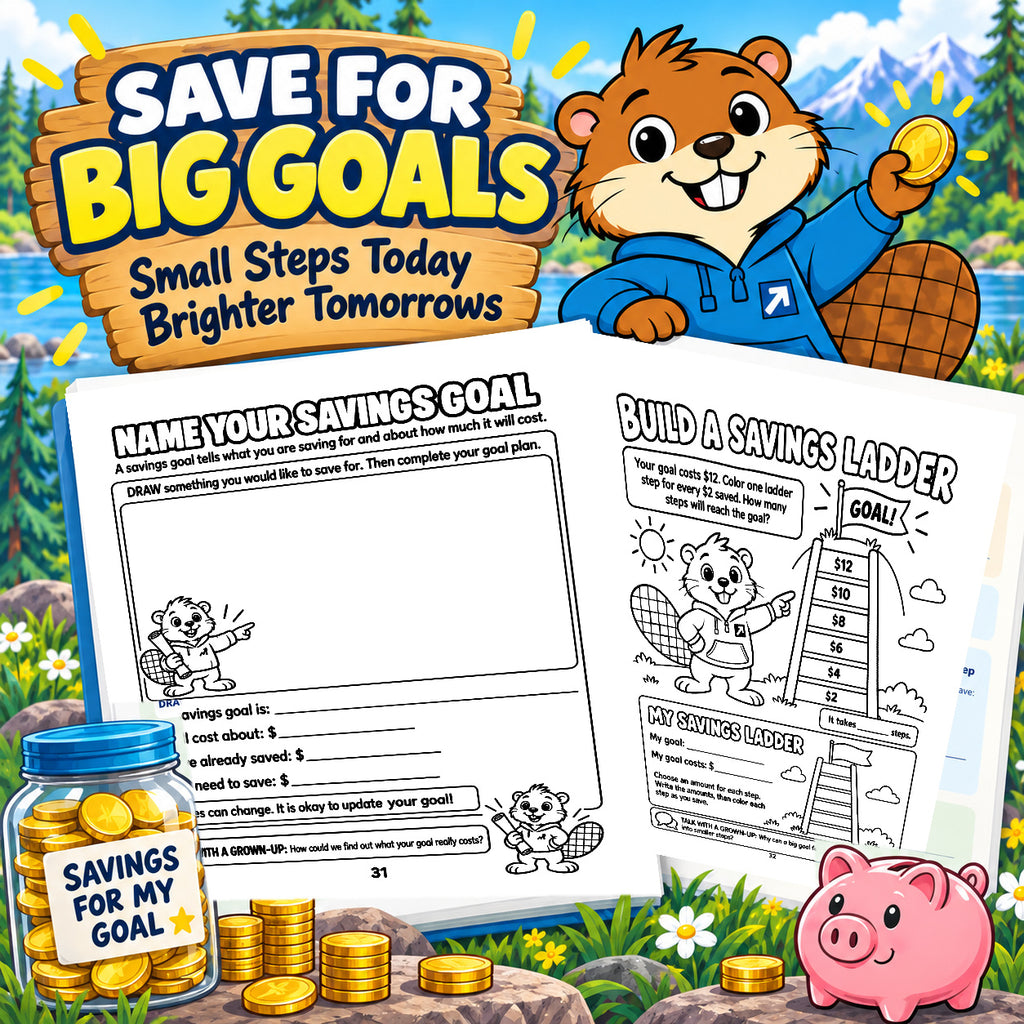 Savings goal activities from My First Money Blueprint for ages 6 to 9