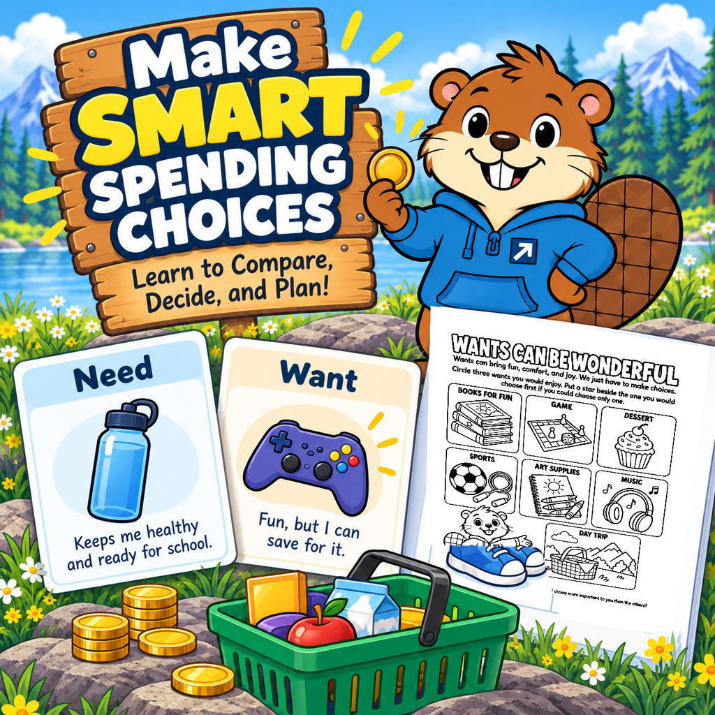 Smart spending and needs versus wants activity from My First Money Blueprint